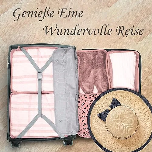 12-Piece Suitcase Organisers, Packing Cubes for Travel and Holiday, Travel Organiser Includes Cosmetic Bag, Shoe Bag, Suitcase Organiser Set for Home Storage