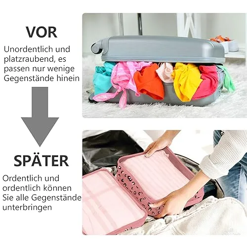 12-Piece Suitcase Organisers, Packing Cubes for Travel and Holiday, Travel Organiser Includes Cosmetic Bag, Shoe Bag, Suitcase Organiser Set for Home Storage