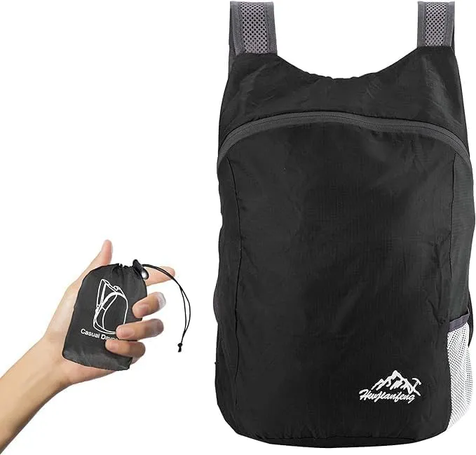 20L Ultra Lightweight Foldable Backpack Small Hiking Rucksack Ultralight Water Resistant Travel Packable Daypack for Men Women for Outdoor Sport Travelling Walking Hiking Camping Biking (Black A)