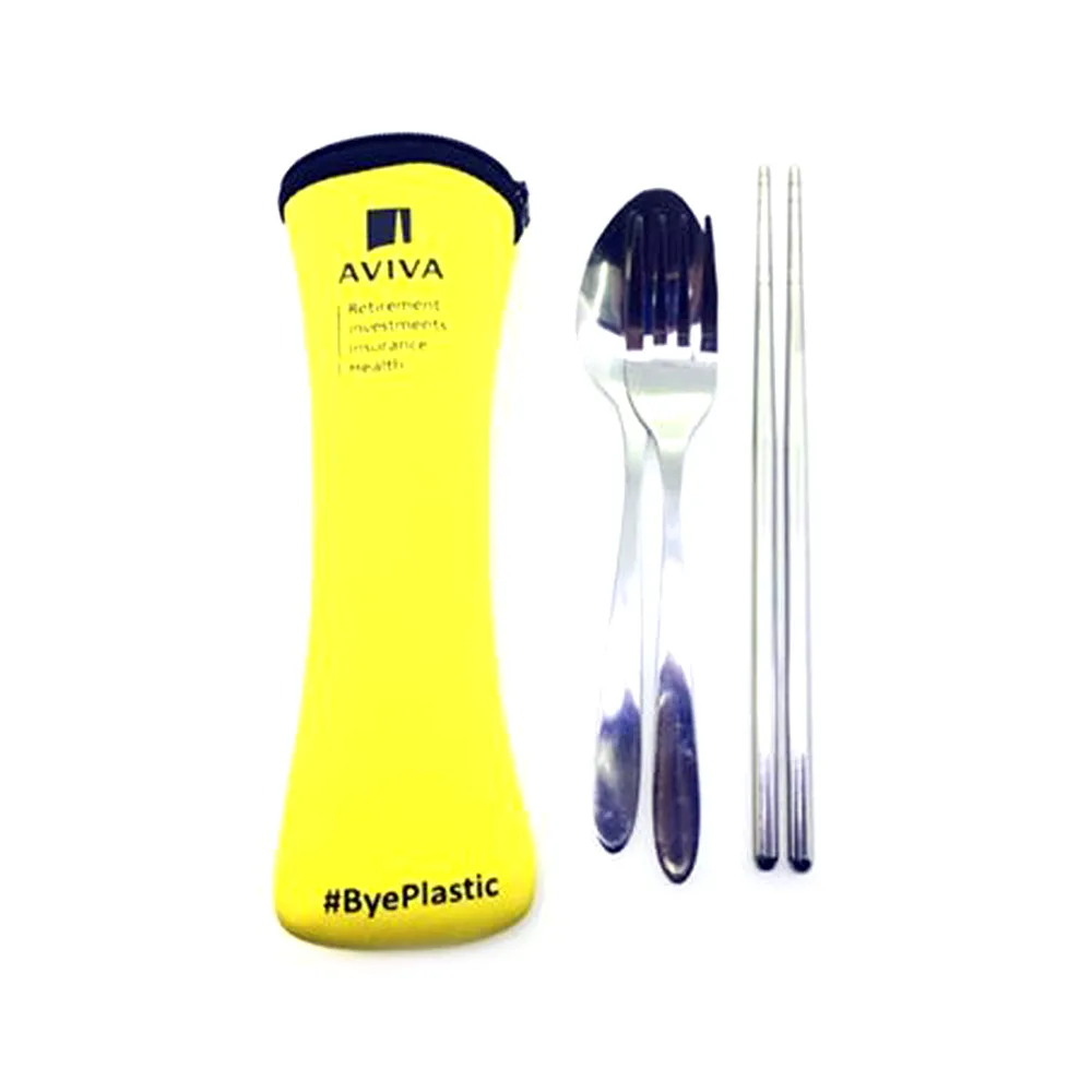 3 pcs Cutlery Set with neoprene pouch