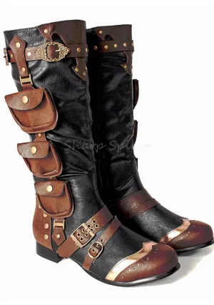 3 Pocket Western Steampunk Mens Boots