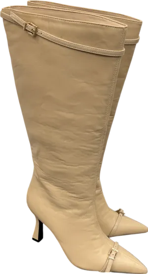 4th & Reckless Beige Mayfair Buckle Front Knee High Boots UK 7 EU 40 👠