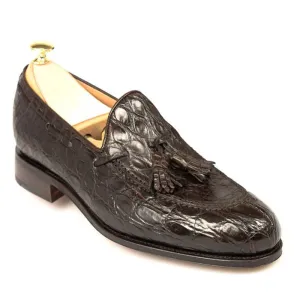 6 CM/2.36 Inches CMR CHAMARIPA Men's Handcrafted Brown Crocodile Leather Tassel Loafers