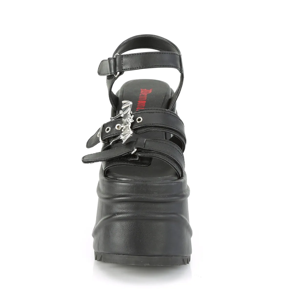 6 Inch Wedge Platform WAVE-13 Black Pu