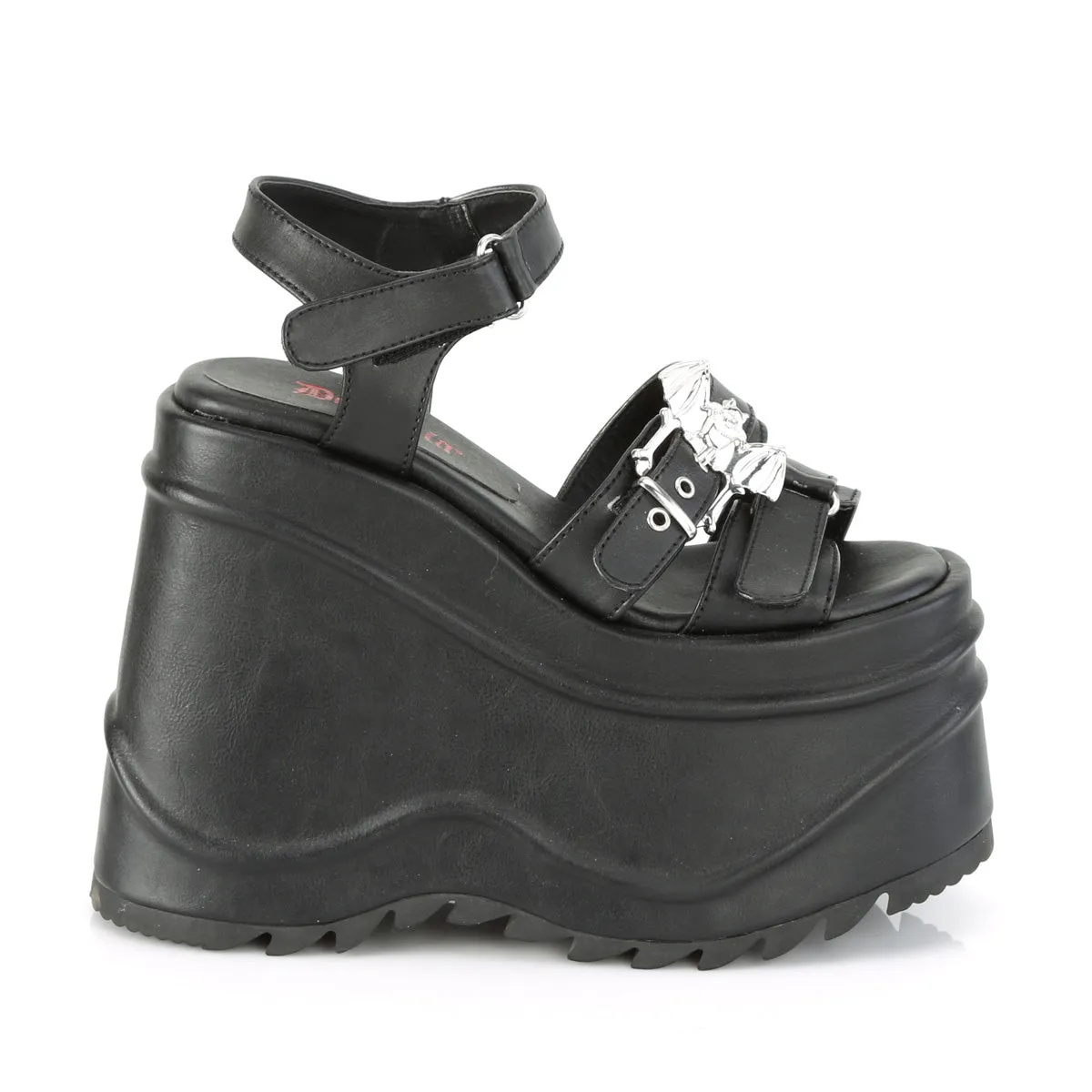 6 Inch Wedge Platform WAVE-13 Black Pu