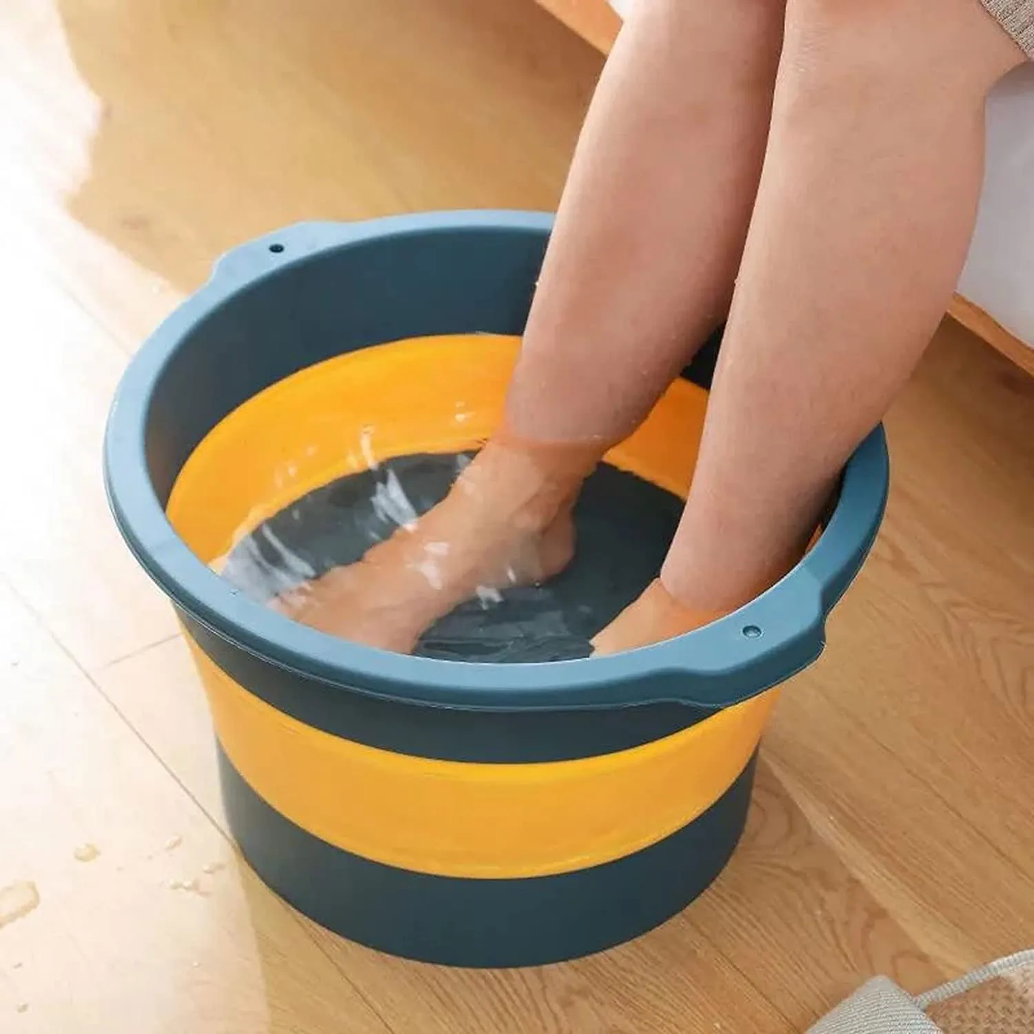 6116 Multi-Purpose Portable Collapsible Plastic, Silicone Round Folding Tub, Water Container Folding Foot Spa Basin Tub, with Hanging Hole