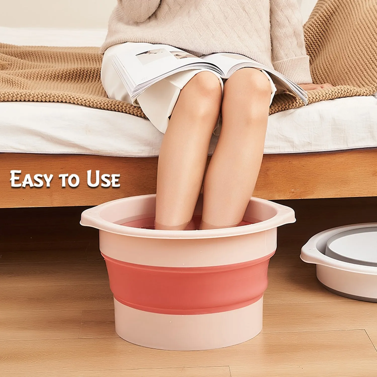 6116 Multi-Purpose Portable Collapsible Plastic, Silicone Round Folding Tub, Water Container Folding Foot Spa Basin Tub, with Hanging Hole