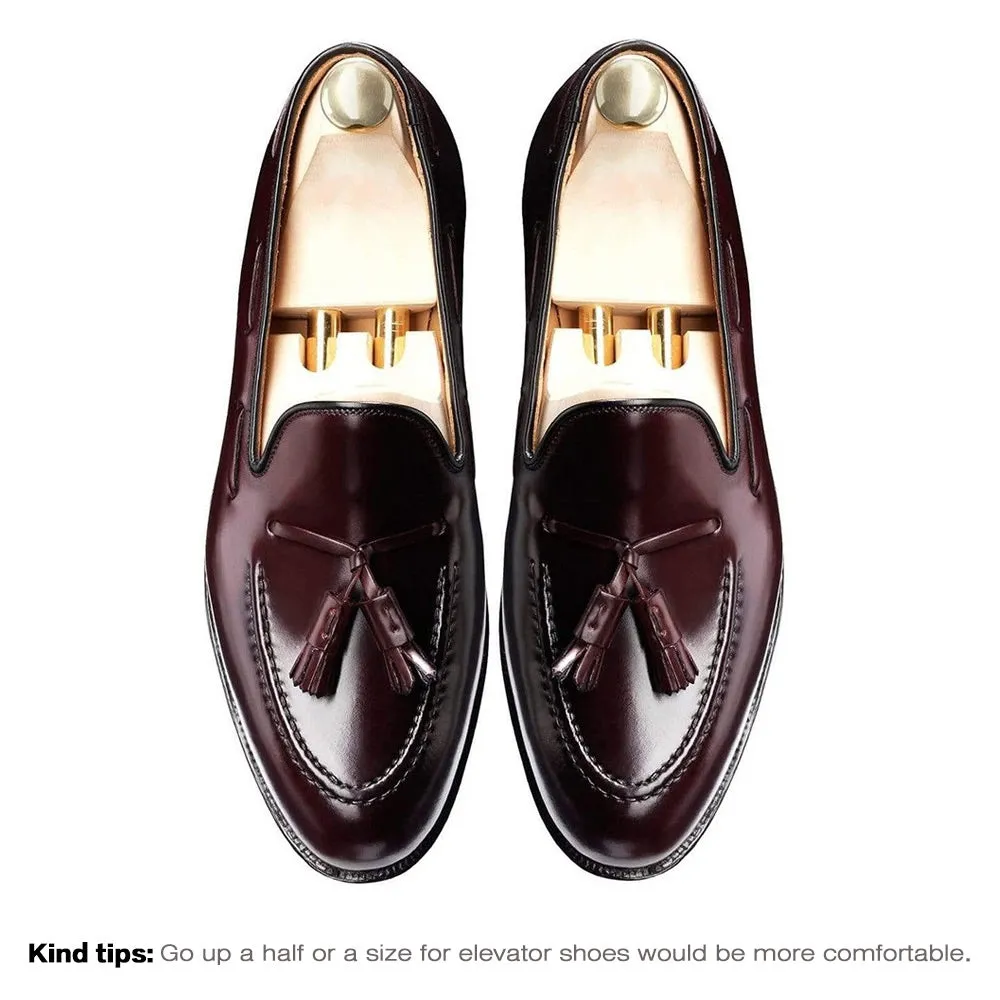 6CM/2.36 Inches CMR CHAMARIPA Men's Burgundy Cordovan Tassel Loafers