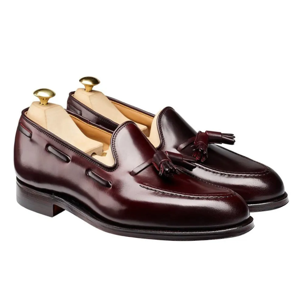 6CM/2.36 Inches CMR CHAMARIPA Men's Burgundy Cordovan Tassel Loafers