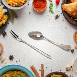 7071  Stainless Steel Table Spoon & Fork With Attractive Cover      ( 1 pcs )