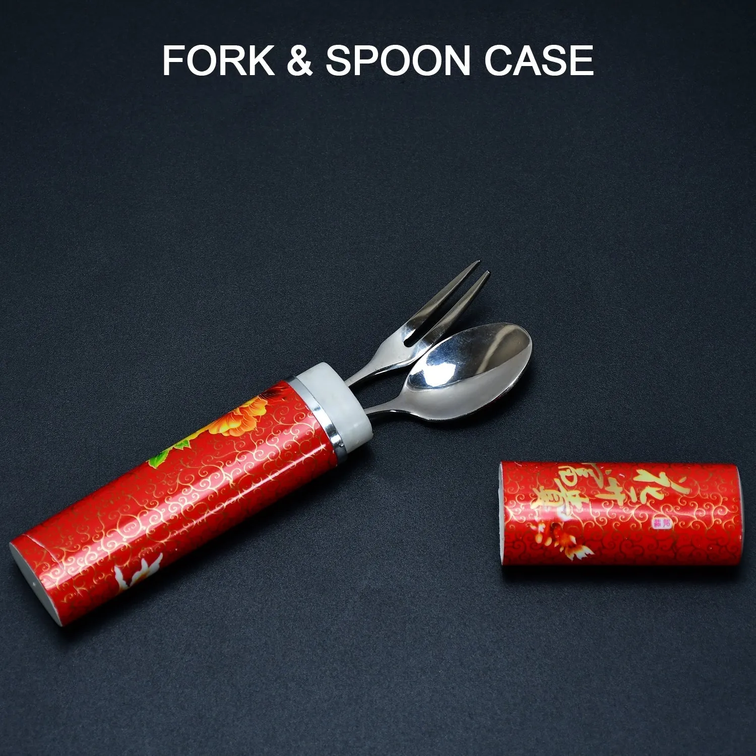 7071  Stainless Steel Table Spoon & Fork With Attractive Cover      ( 1 pcs )