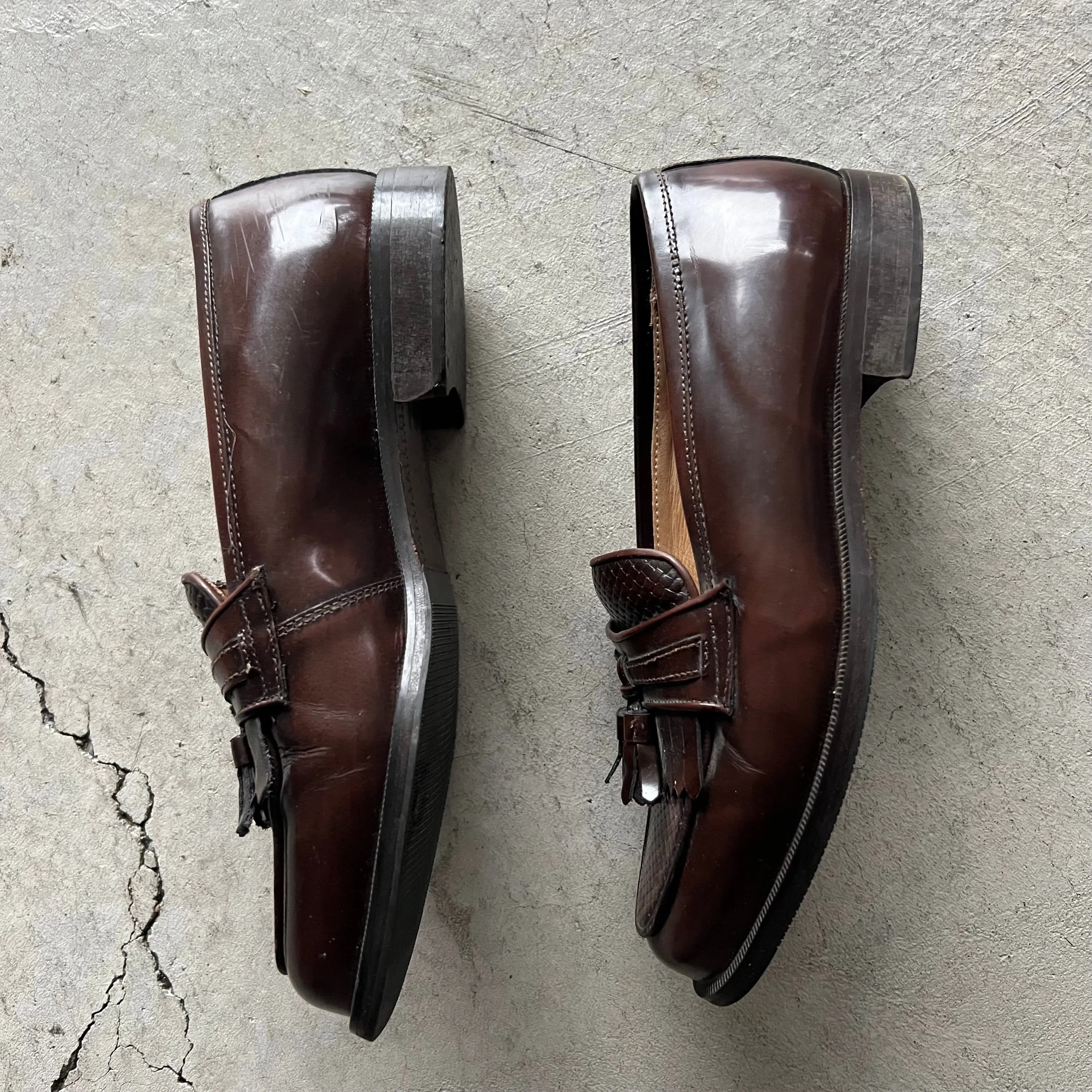 90s Brown Leather Tassel Loafers- M's 7, W's 8.5