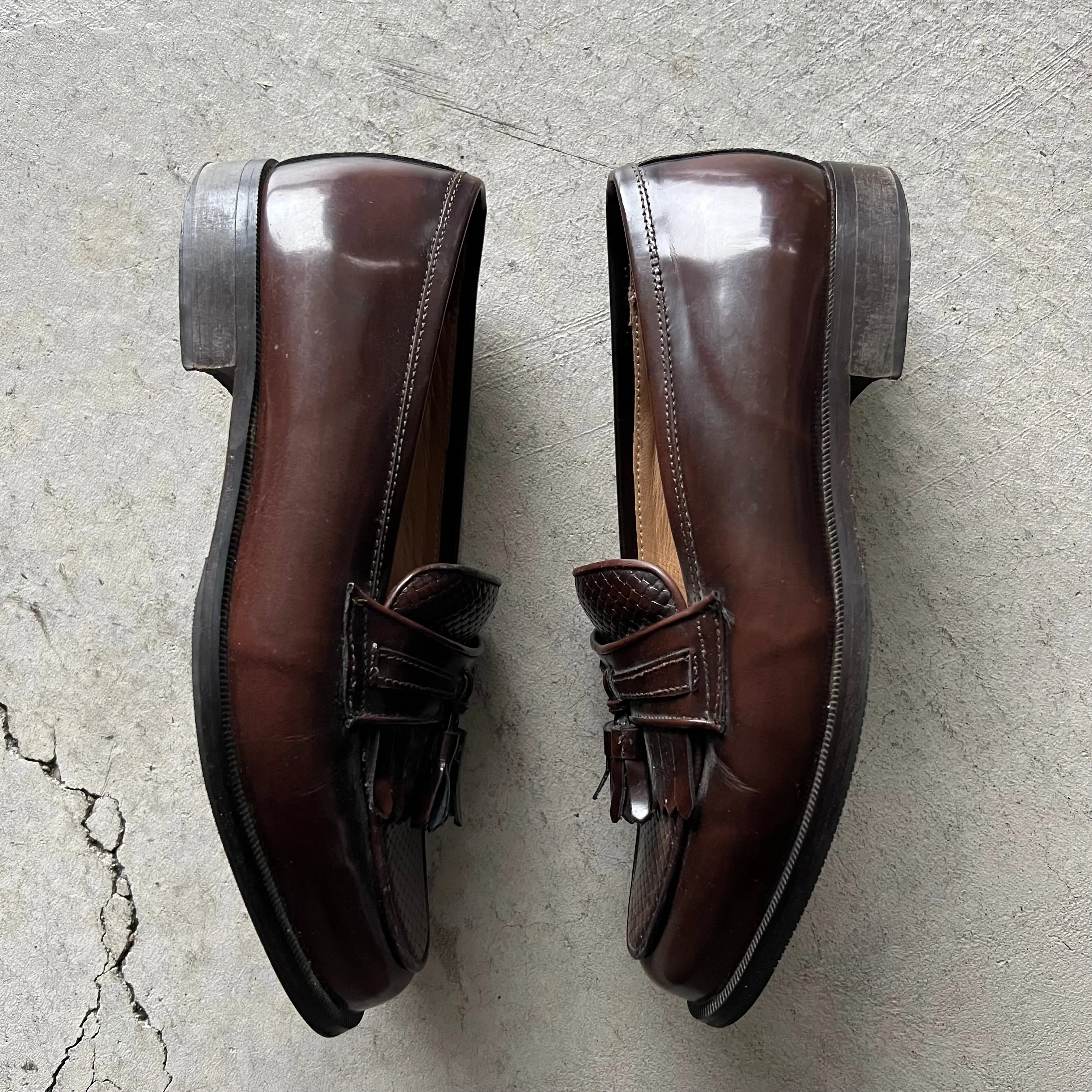 90s Brown Leather Tassel Loafers- M's 7, W's 8.5