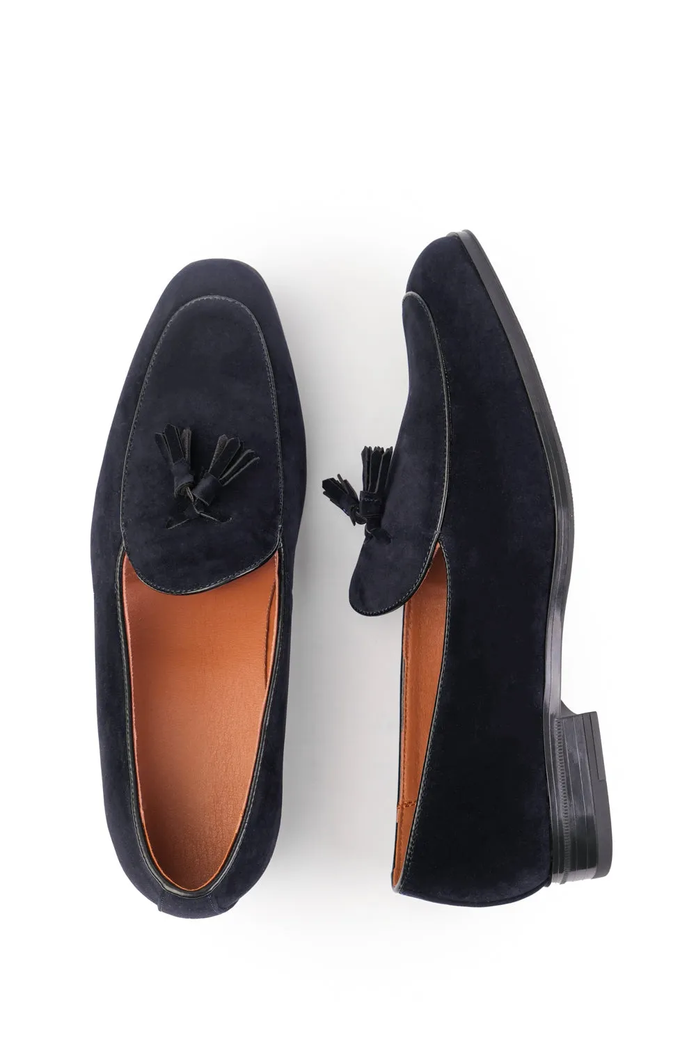 ALBERT SLIP ON TASSELL LOAFERS IN NAVY SUEDE