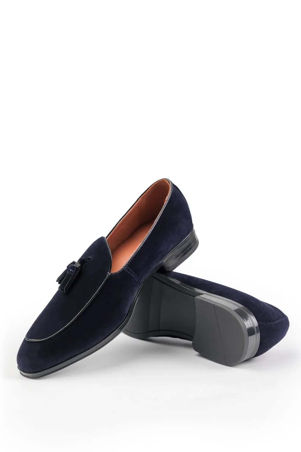 ALBERT SLIP ON TASSELL LOAFERS IN NAVY SUEDE