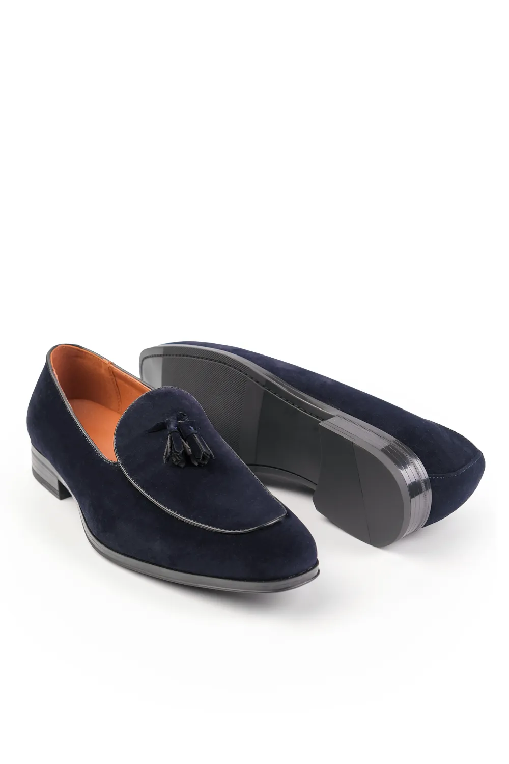 ALBERT SLIP ON TASSELL LOAFERS IN NAVY SUEDE