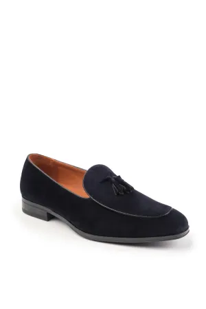 ALBERT SLIP ON TASSELL LOAFERS IN NAVY SUEDE