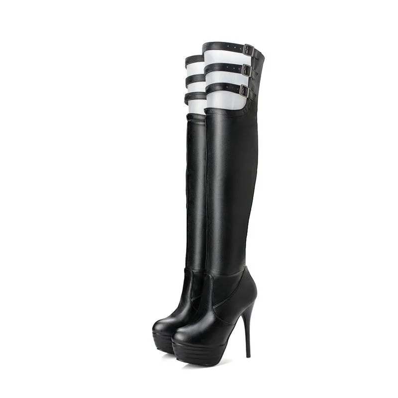 Autumn And Winter New Round Head Thin Heel Plush Long Knee Boots