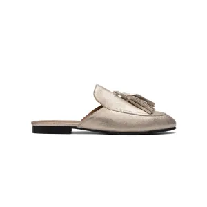 Backless Tassel Gold Loafers
