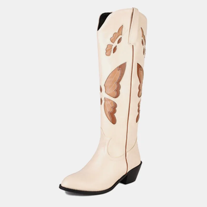 Begonia Butterfly-print Cowboy Boots