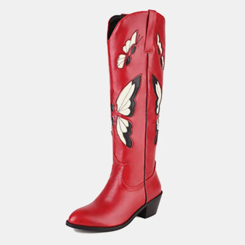 Begonia Butterfly-print Cowboy Boots