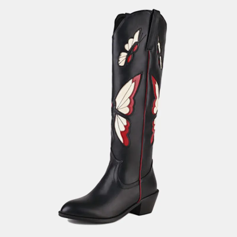 Begonia Butterfly-print Cowboy Boots