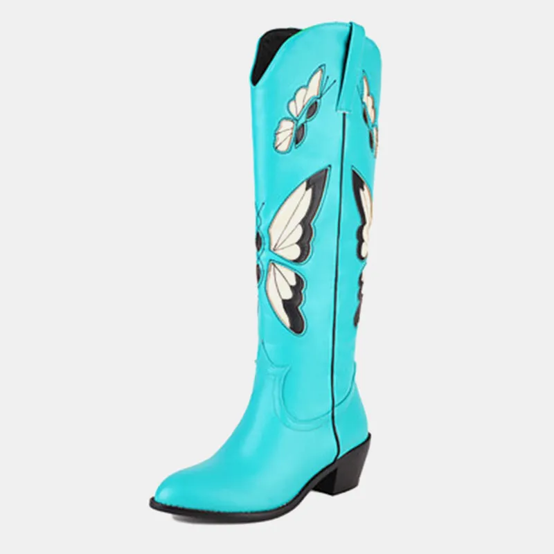 Begonia Butterfly-print Cowboy Boots