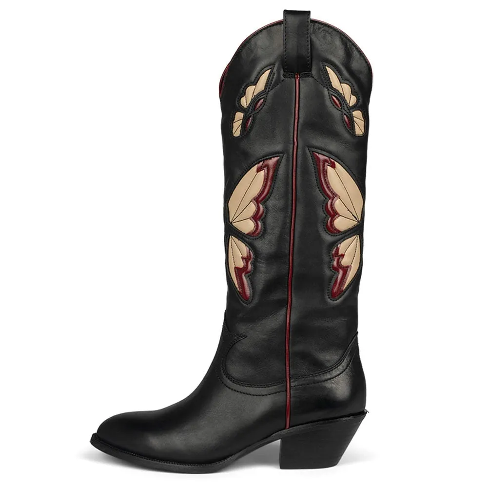 Begonia Butterfly-print Cowboy Boots