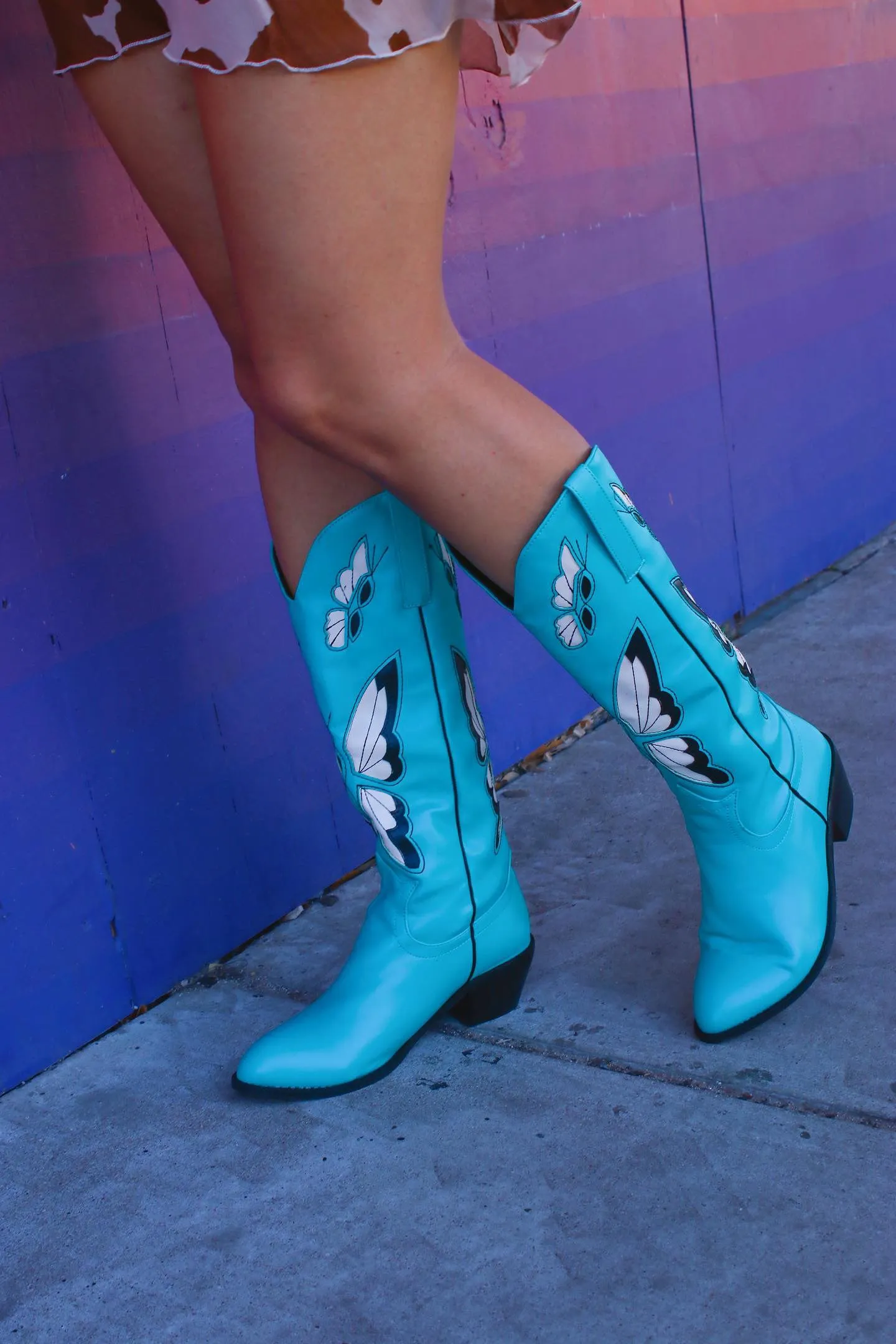 Begonia Butterfly-print Cowboy Boots