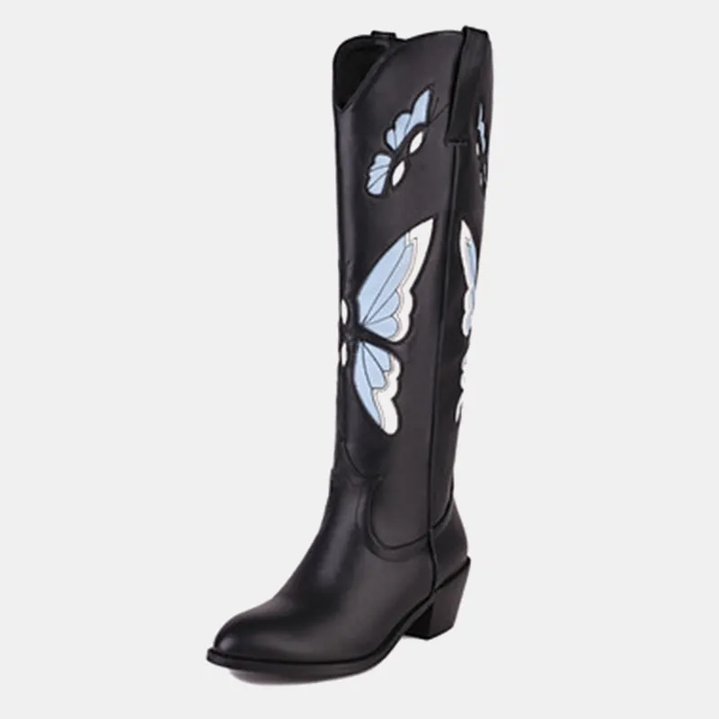 Begonia Butterfly-print Cowboy Boots