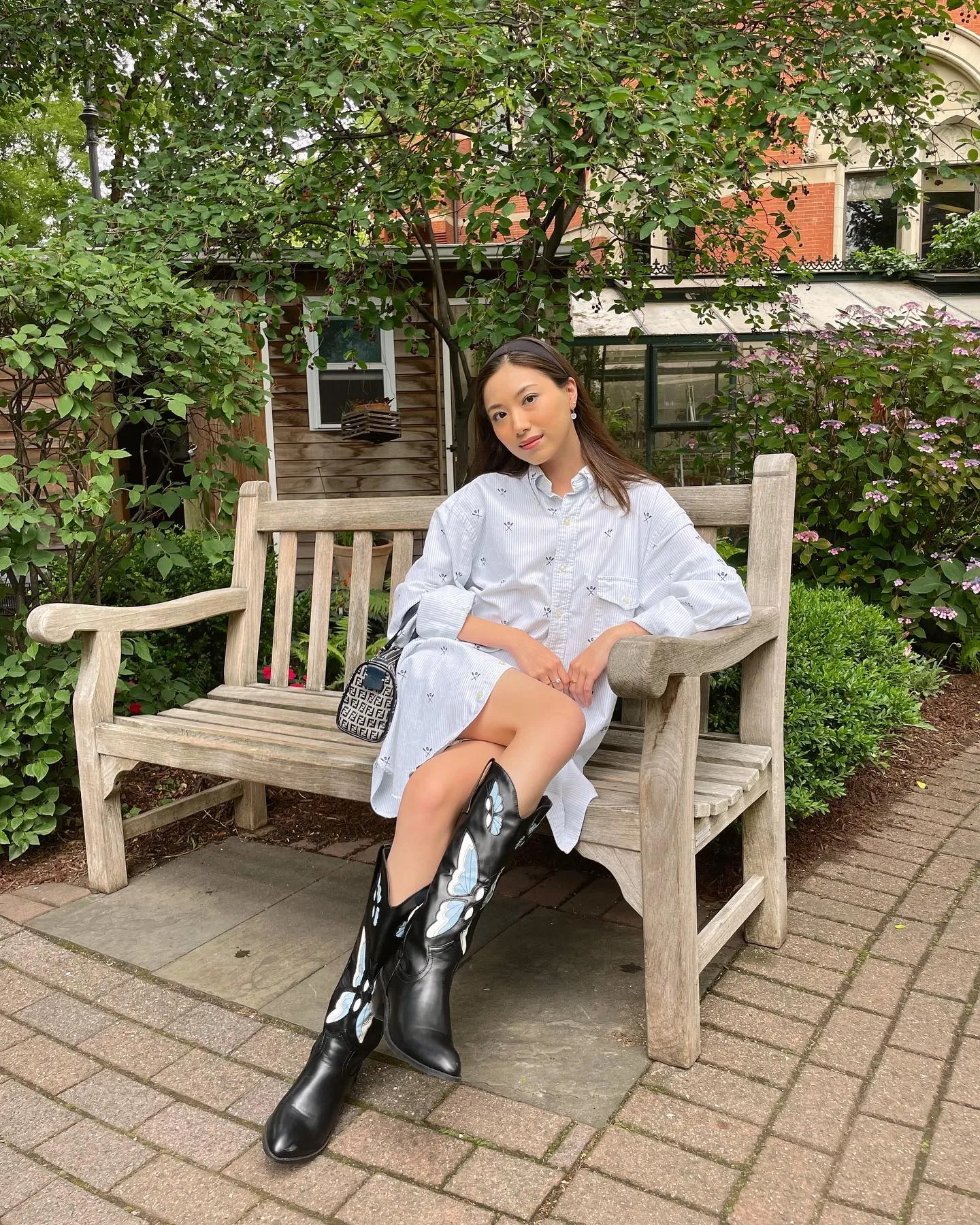 Begonia Butterfly-print Cowboy Boots