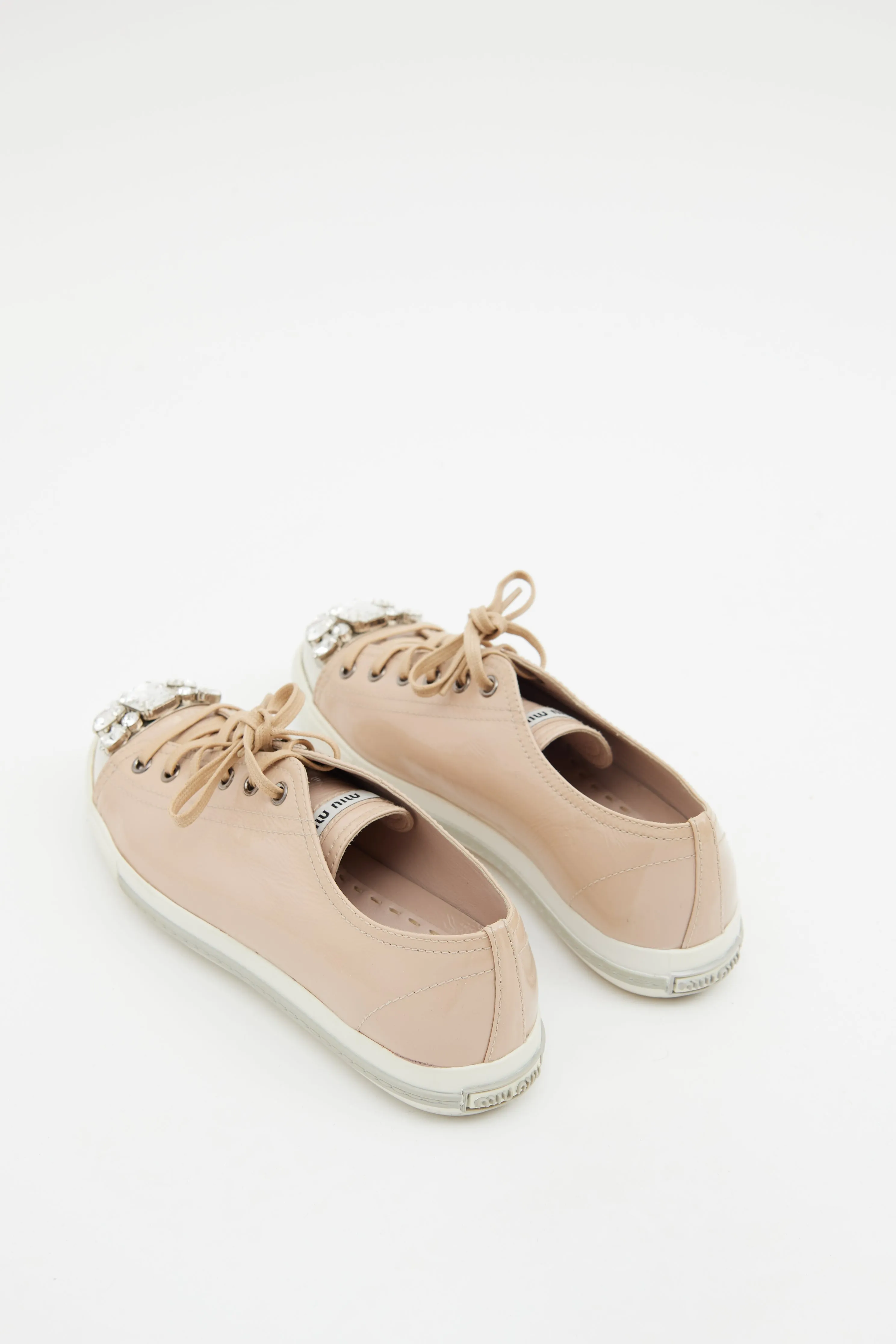 Beige Patent Crystal Sneaker