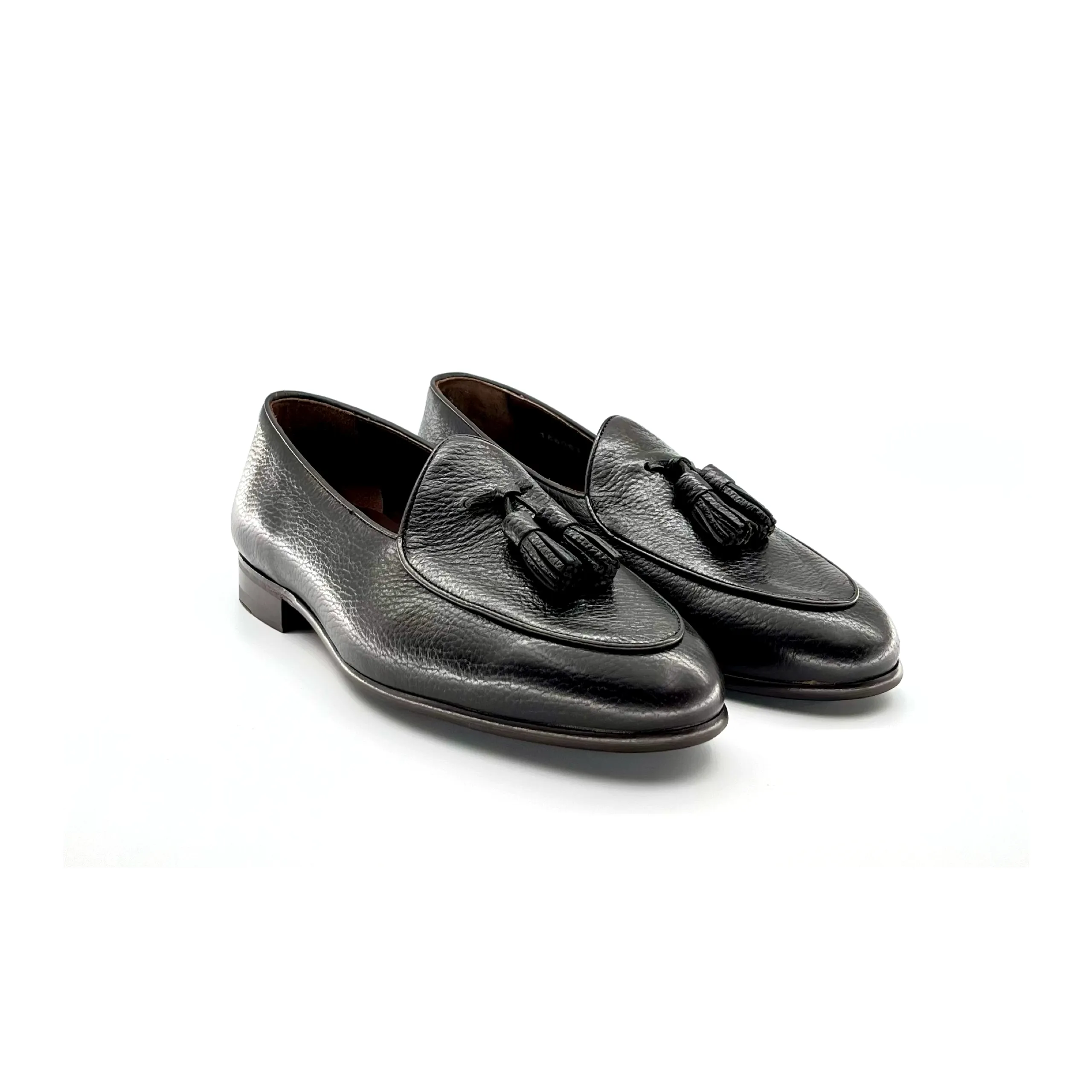 Berwick Belgian Tassel Loafer, Deer Leather - Dark Brown