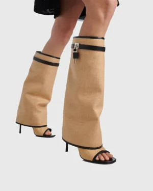 Bionda Buckle Woven Knee High Boots