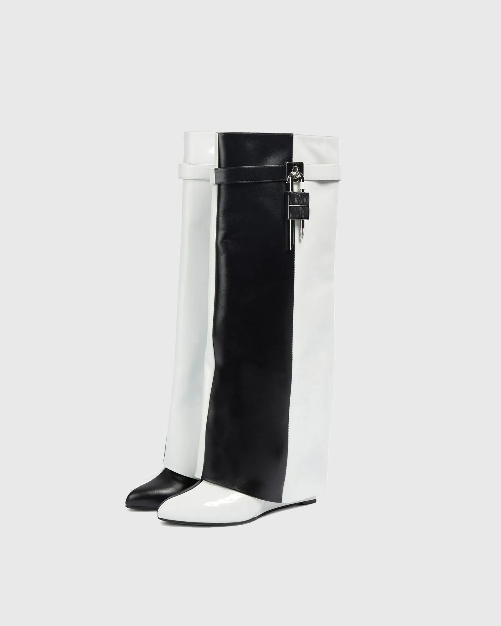 Bionda Splicing Buckle Leaher Knee High Boots