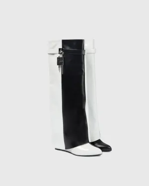 Bionda Splicing Buckle Leaher Knee High Boots