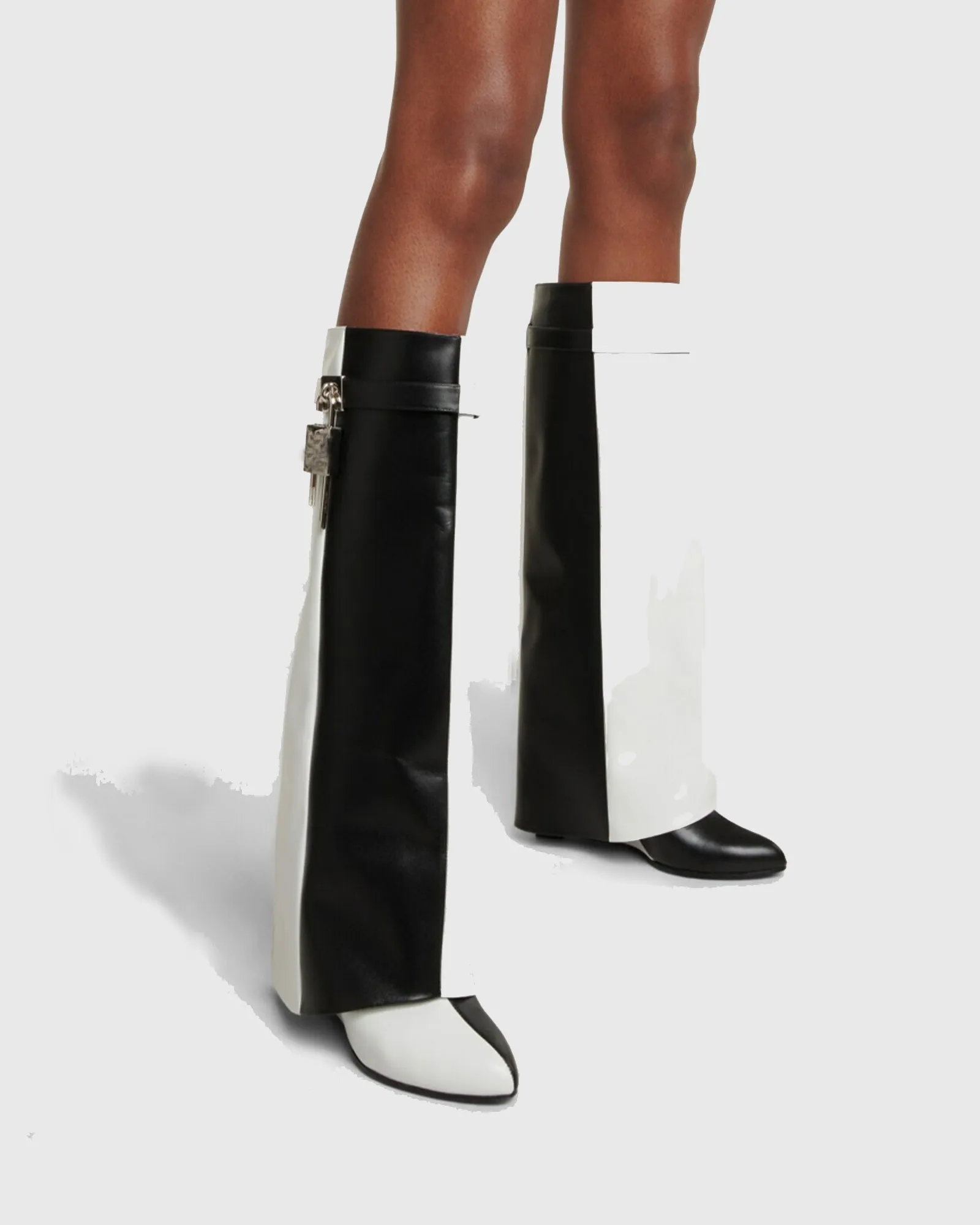 Bionda Splicing Buckle Leaher Knee High Boots