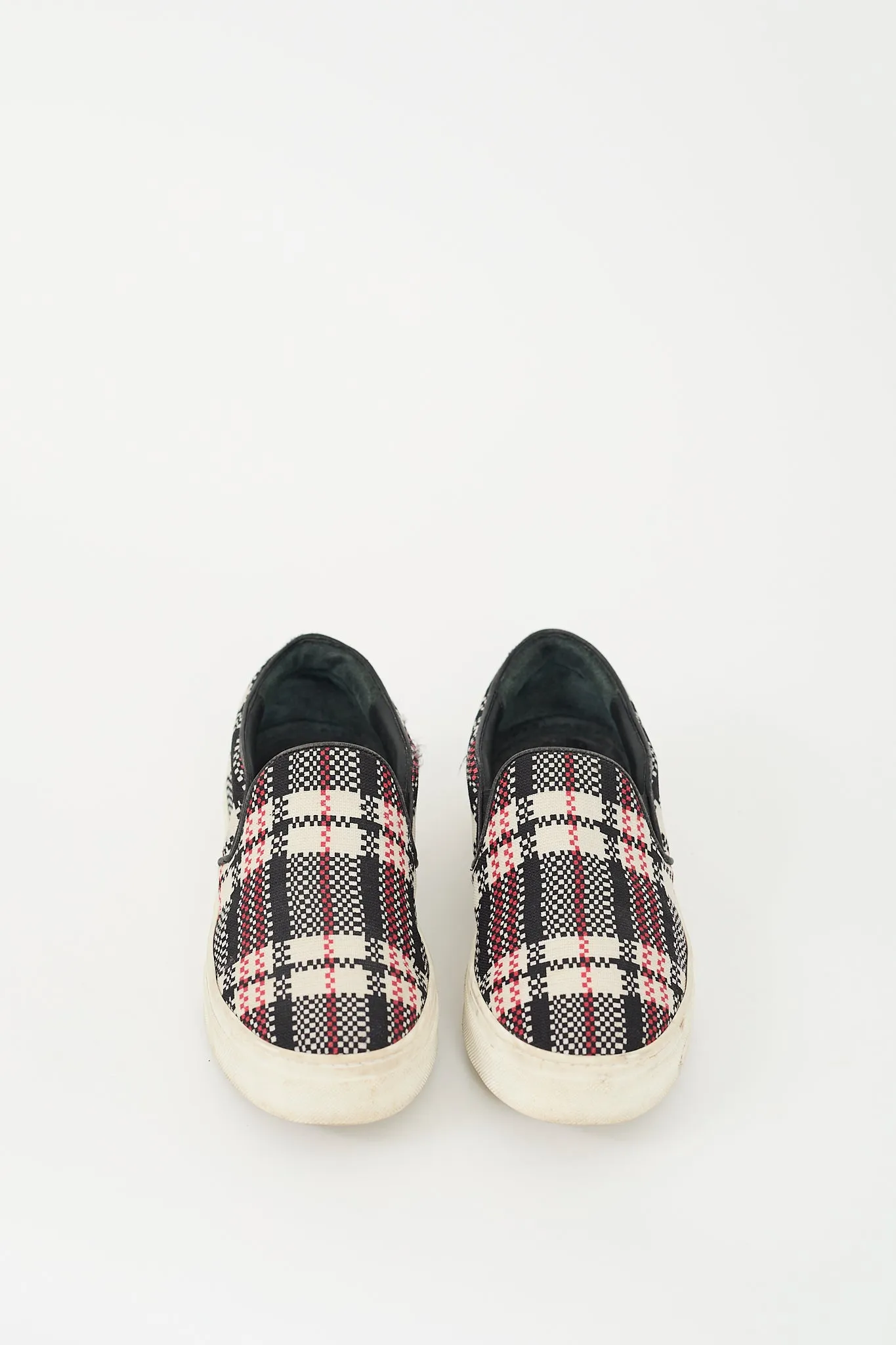 Black & Multi Plaid Slip On Sneaker