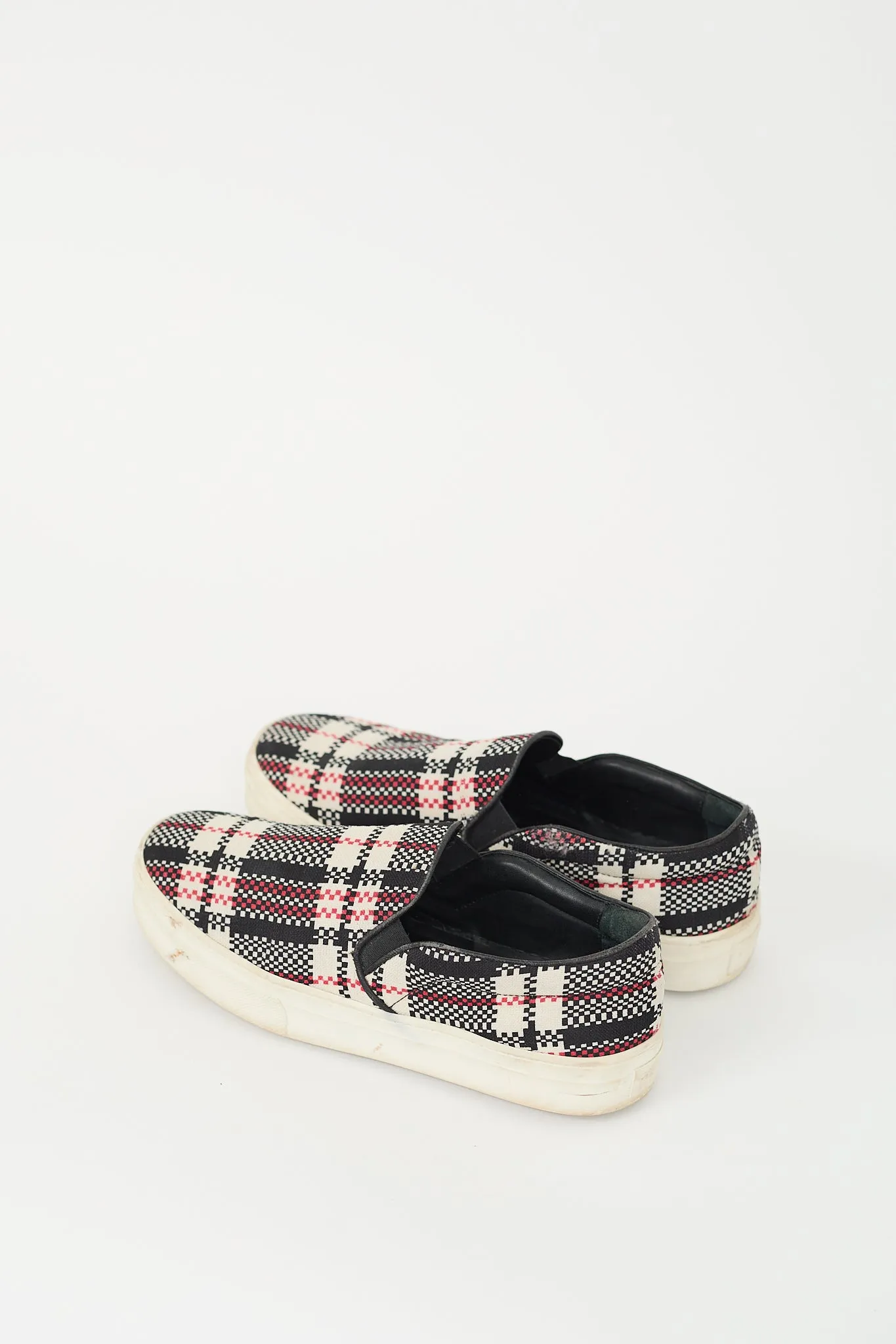 Black & Multi Plaid Slip On Sneaker