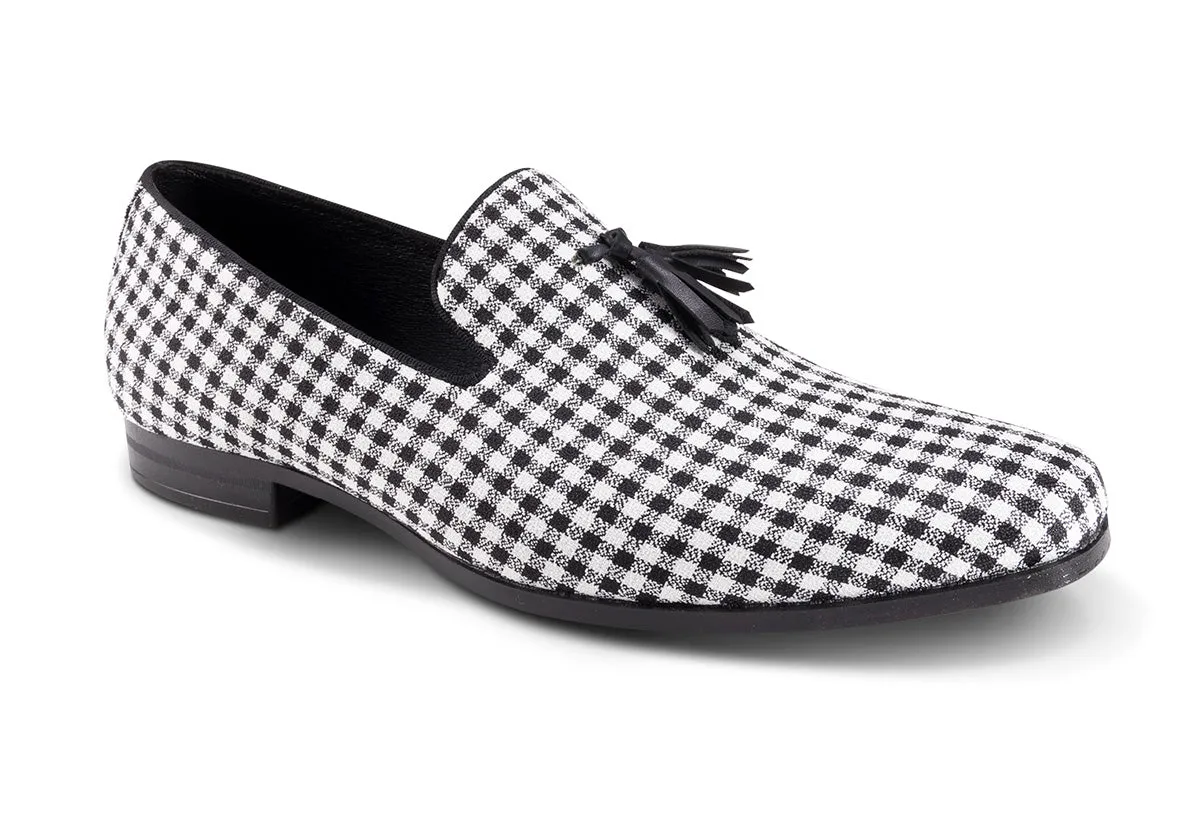 Black Checkered Tassel Loafer