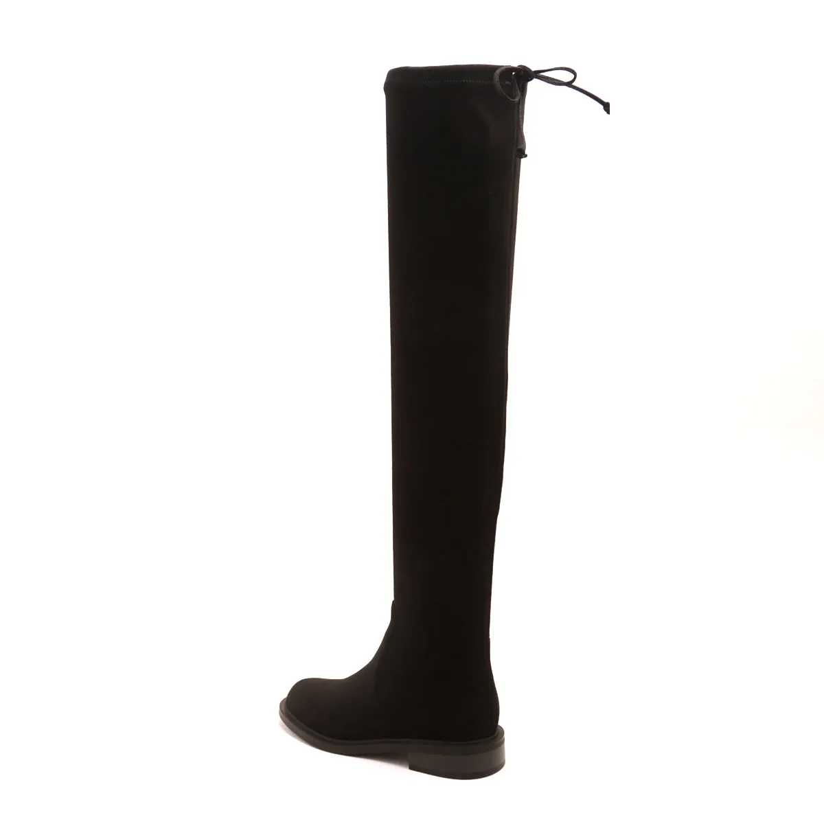 Black Elastic Minimal High Knee Sock Boots