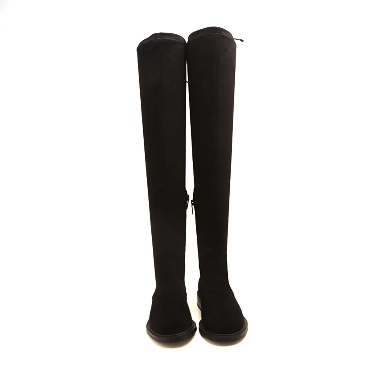 Black Elastic Minimal High Knee Sock Boots