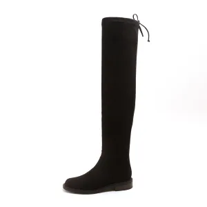 Black Elastic Minimal High Knee Sock Boots