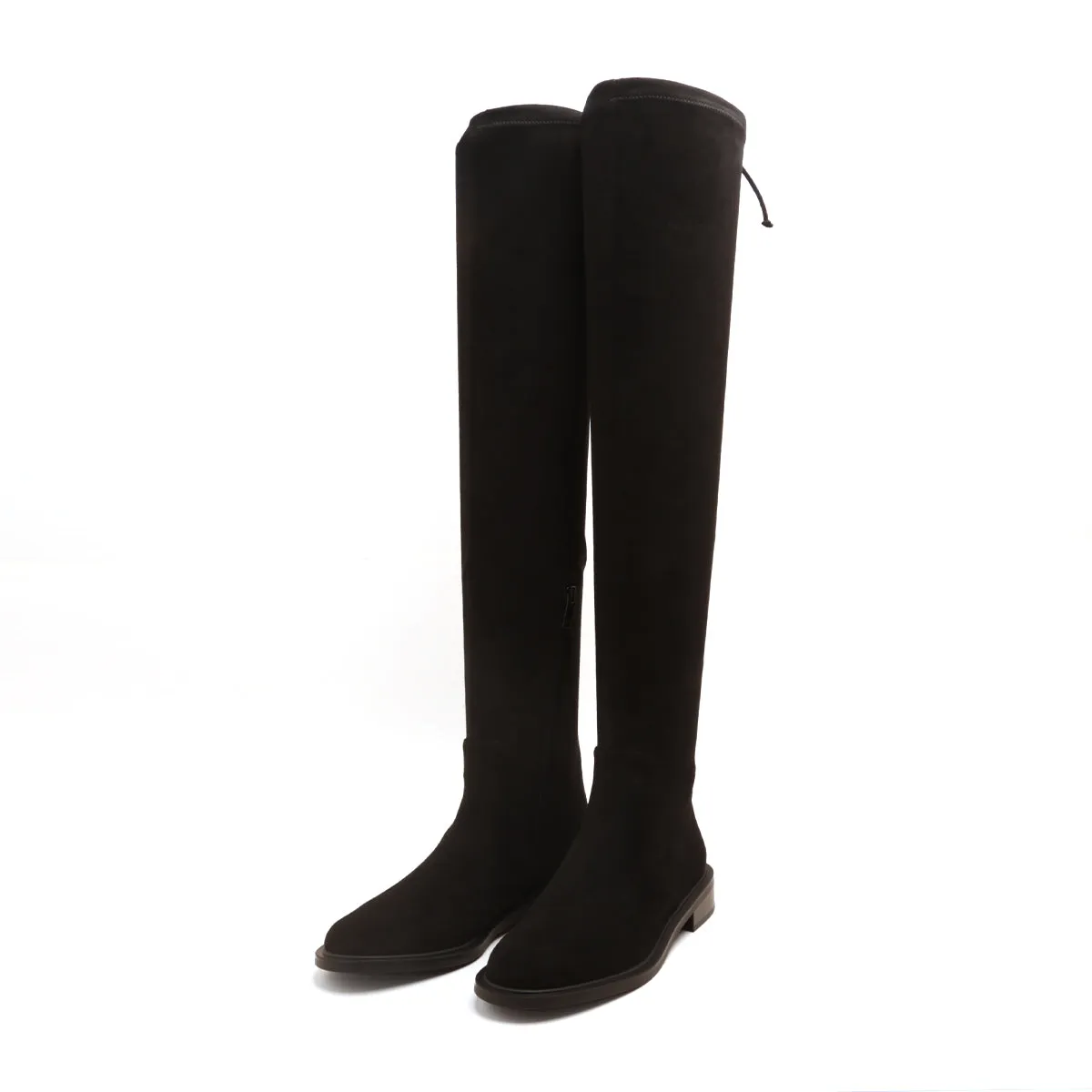 Black Elastic Minimal High Knee Sock Boots