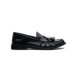 Black Glossy Leather Moccasin