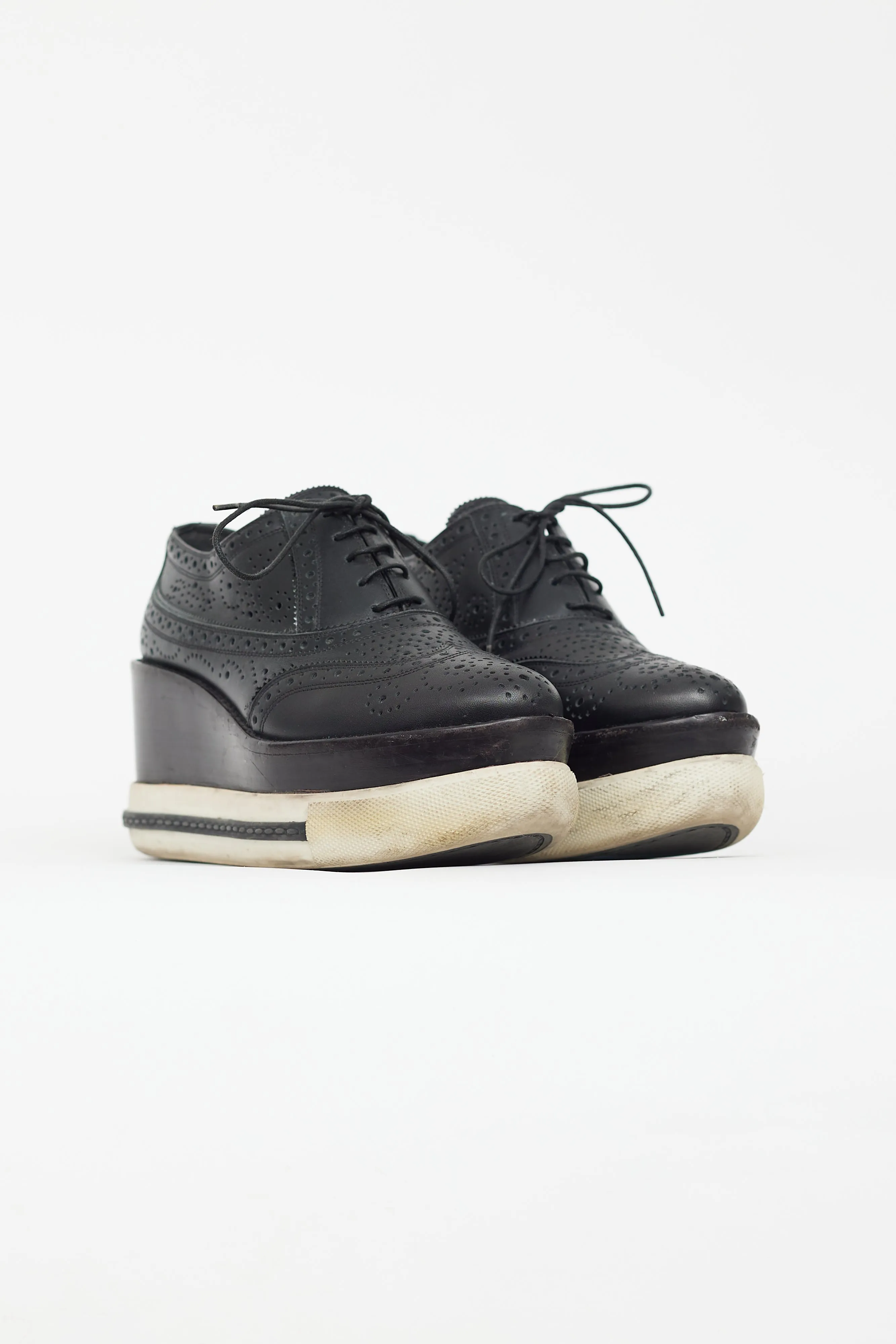 Black Leather Platform Sneaker