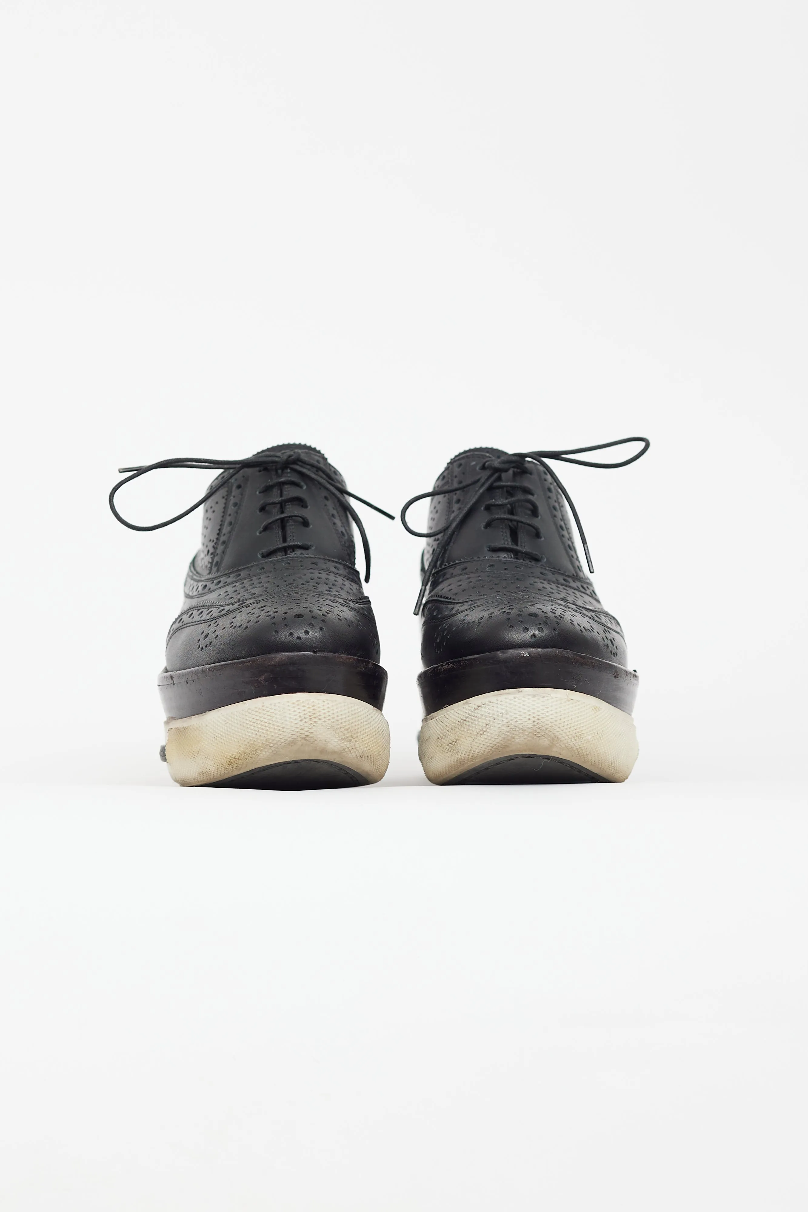 Black Leather Platform Sneaker