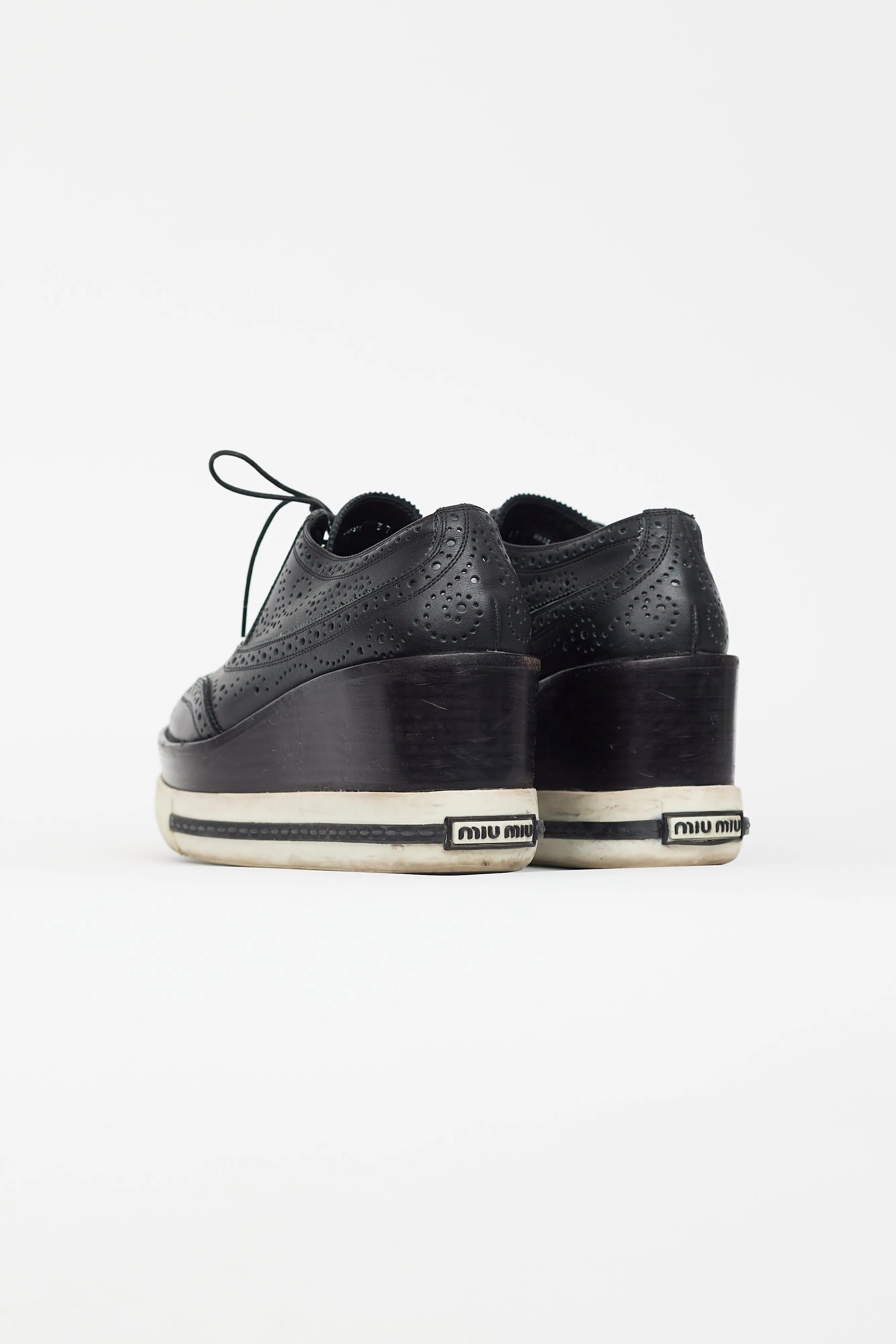 Black Leather Platform Sneaker