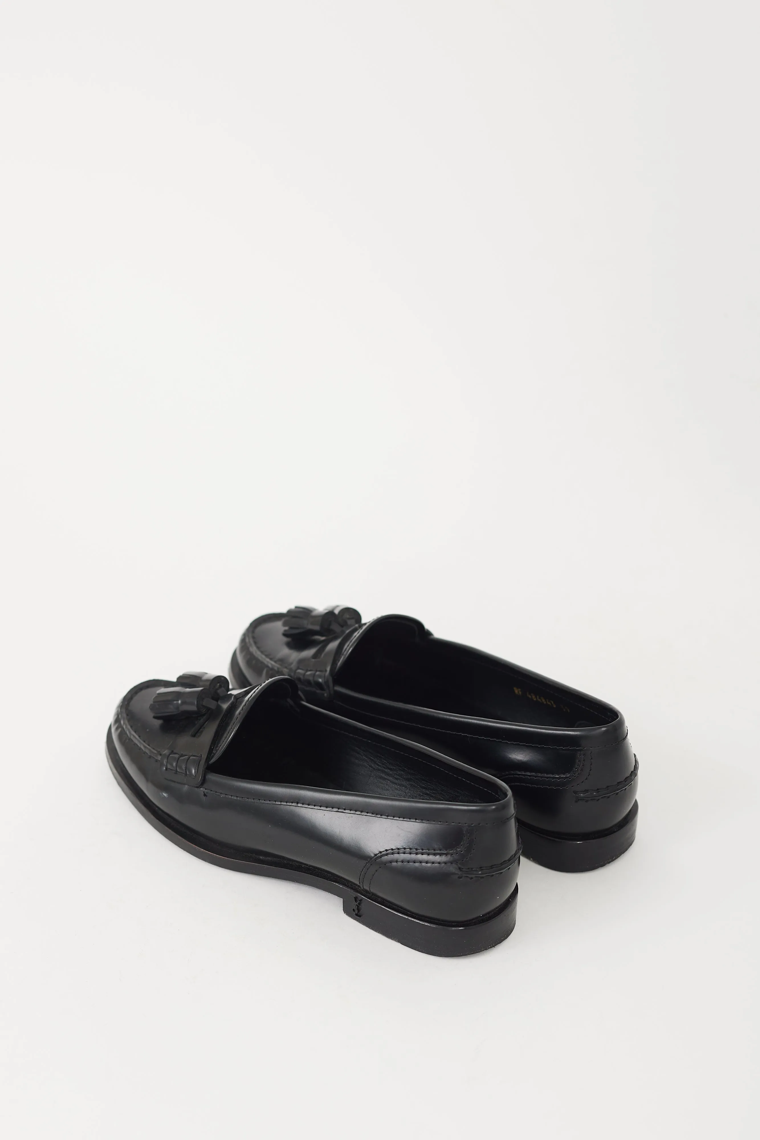Black Leather Universite Tassel Loafer