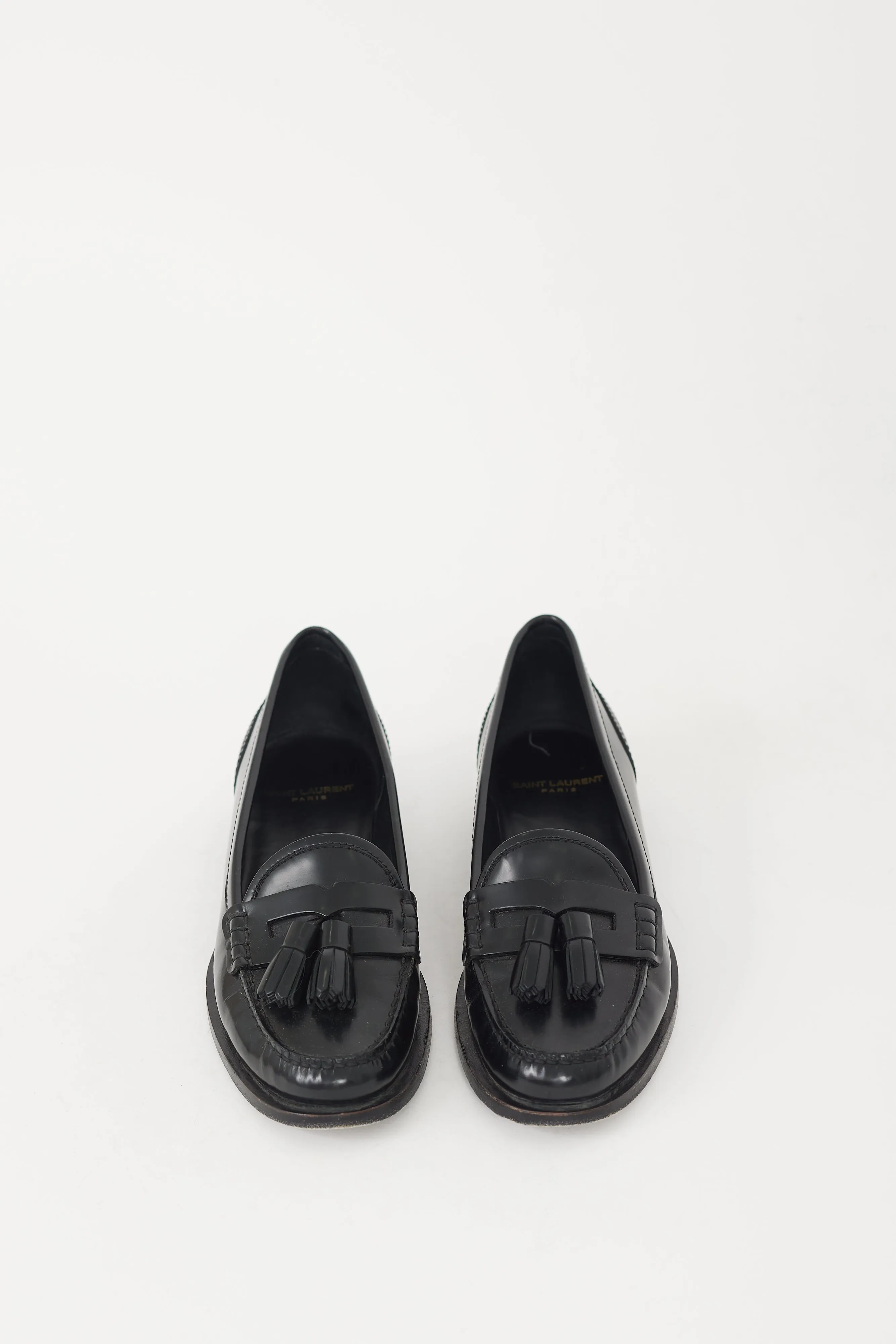 Black Leather Universite Tassel Loafer